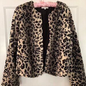 Willow & Clay Furry Leopard Print Jacket Size S